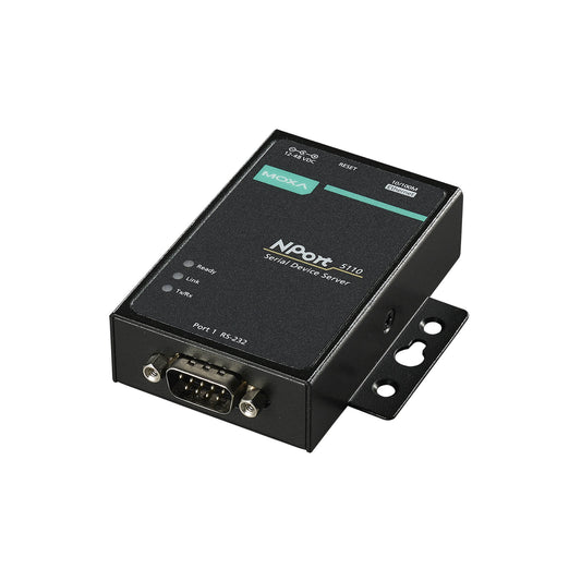 1-port serial device server, 10/100M ethernet, RS-232 DB9 male, 12~48 VDC, 0~55°C