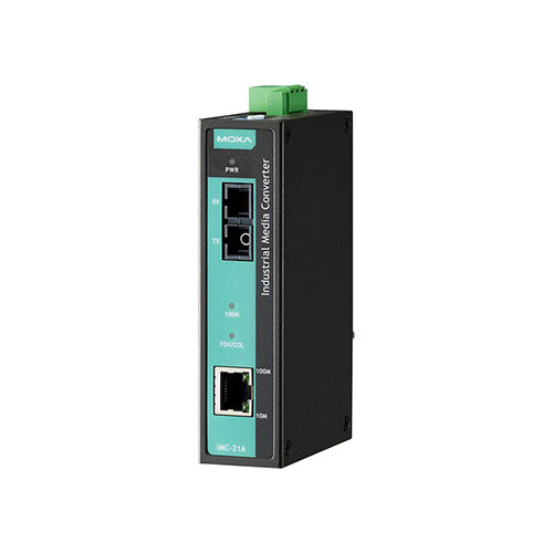 Industrial 10/100BaseT(X) to 100BaseFX media converter, single mode, SC connector, -10 to  60 °C